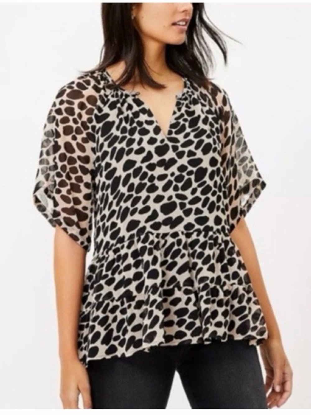 Loft Cheetah‎ Print Tiered Top